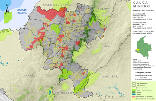 Mapa minero del Cauca