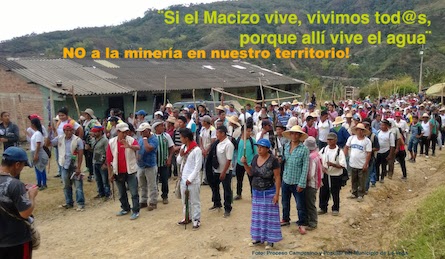 Protesta contra la minería en el Macizo Colombiano